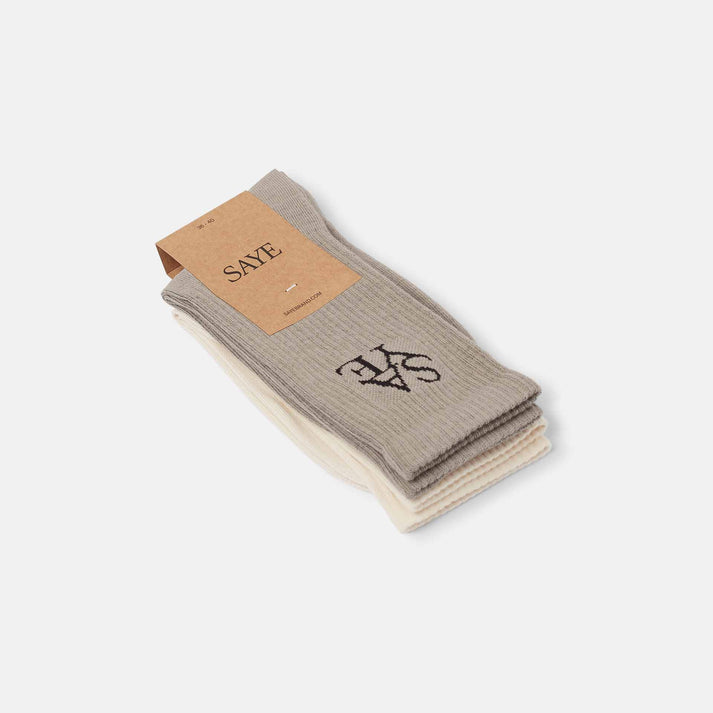 saye Crew Everyday Socks - Offwhite & Grey Devoluciones gratuitas