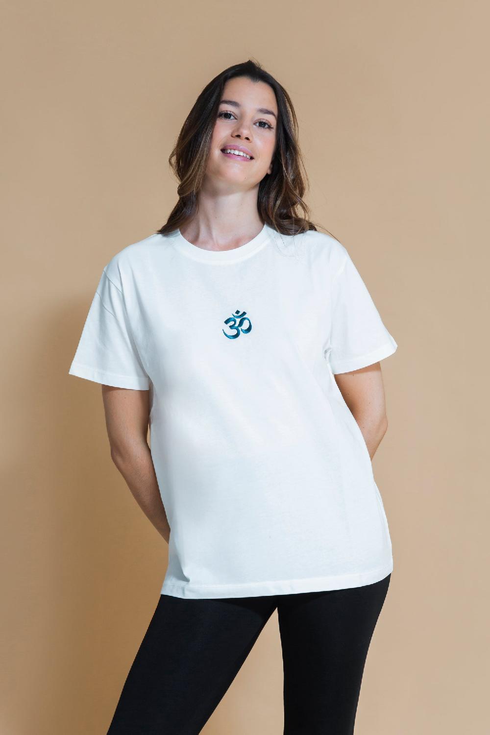 shambhala barcelona Camiseta Om Blanco Roto Liquidación