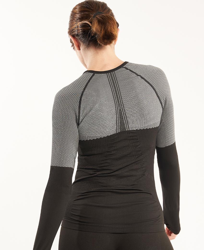 ﻿sport hg ANDOYA Camiseta de manga larga con fibra de carbono negro y gris Solo hoy