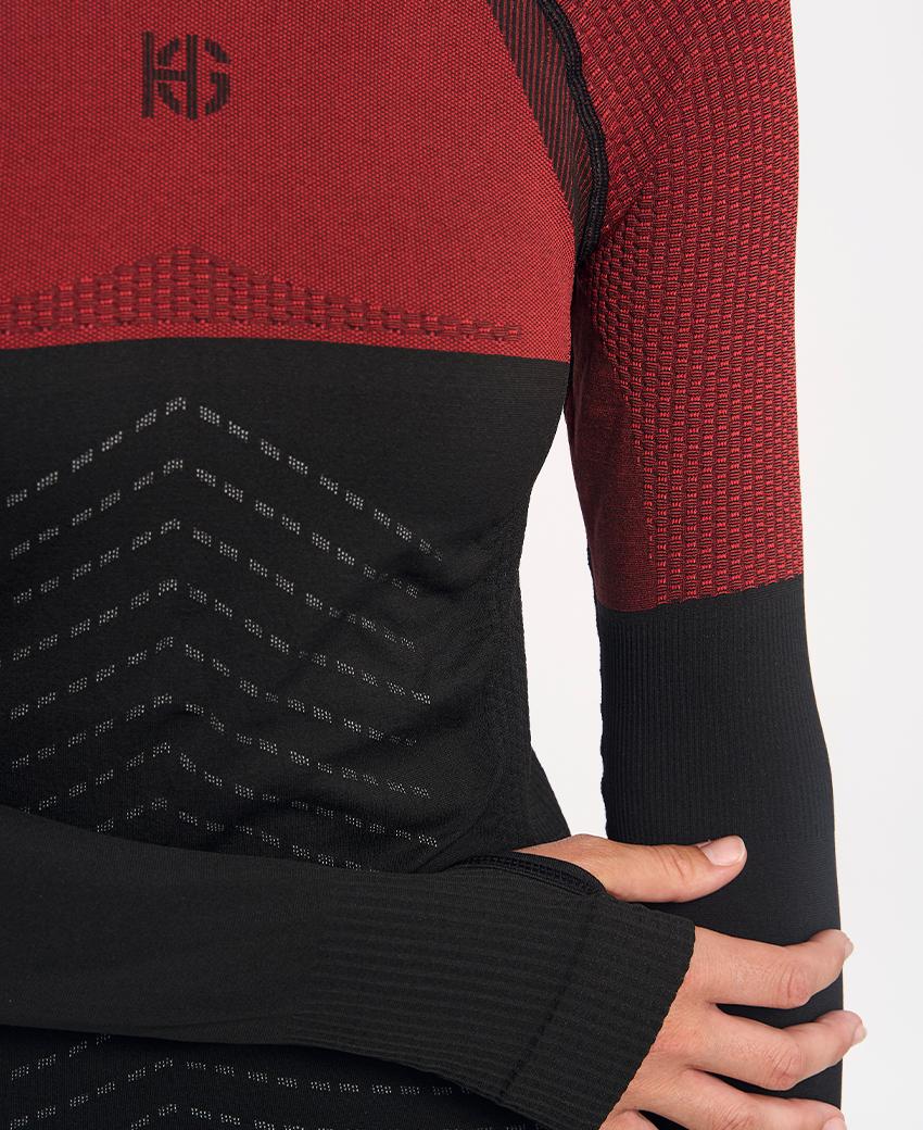 sport hg ANDOYA Camiseta de manga larga con fibra de carbono negro y rojo Grandes descuentos