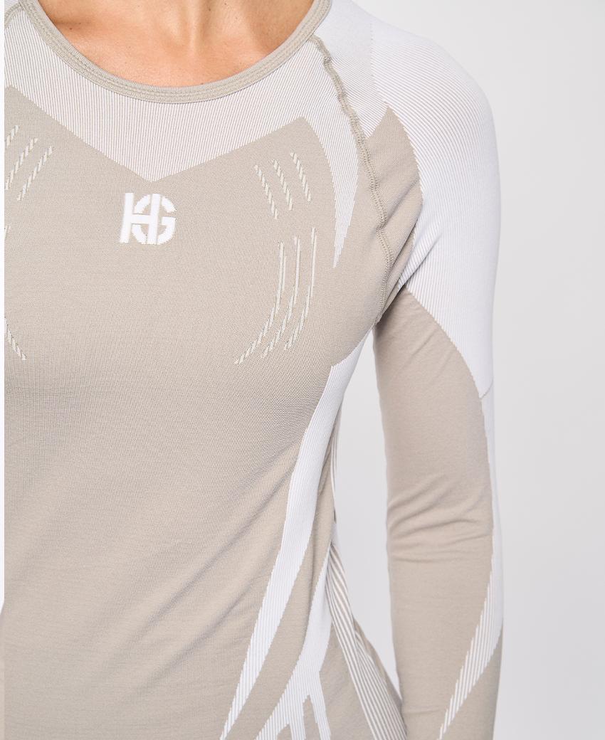 sport hg RAVEN Camiseta de manga larga con fibra de carbono blanco y camel Liquidación