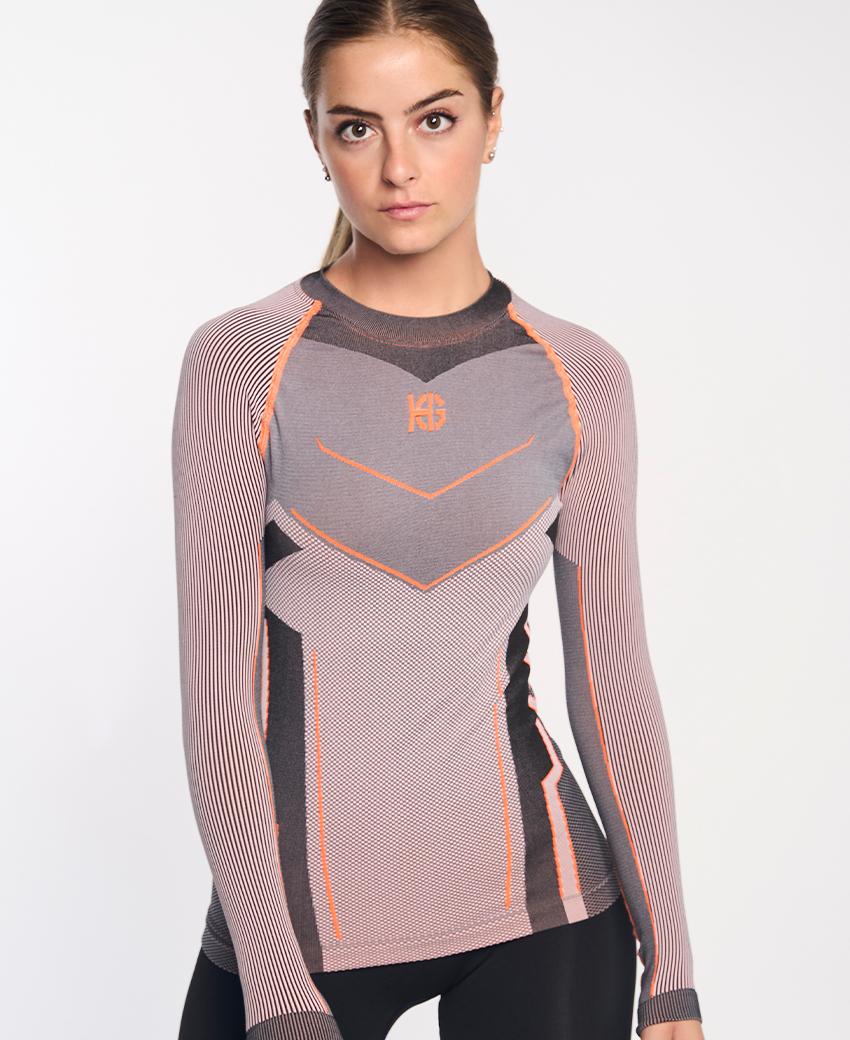 sport hg VERGES Camiseta de manga larga con fibra de carbono naranja fluor Envío internacional gratuito