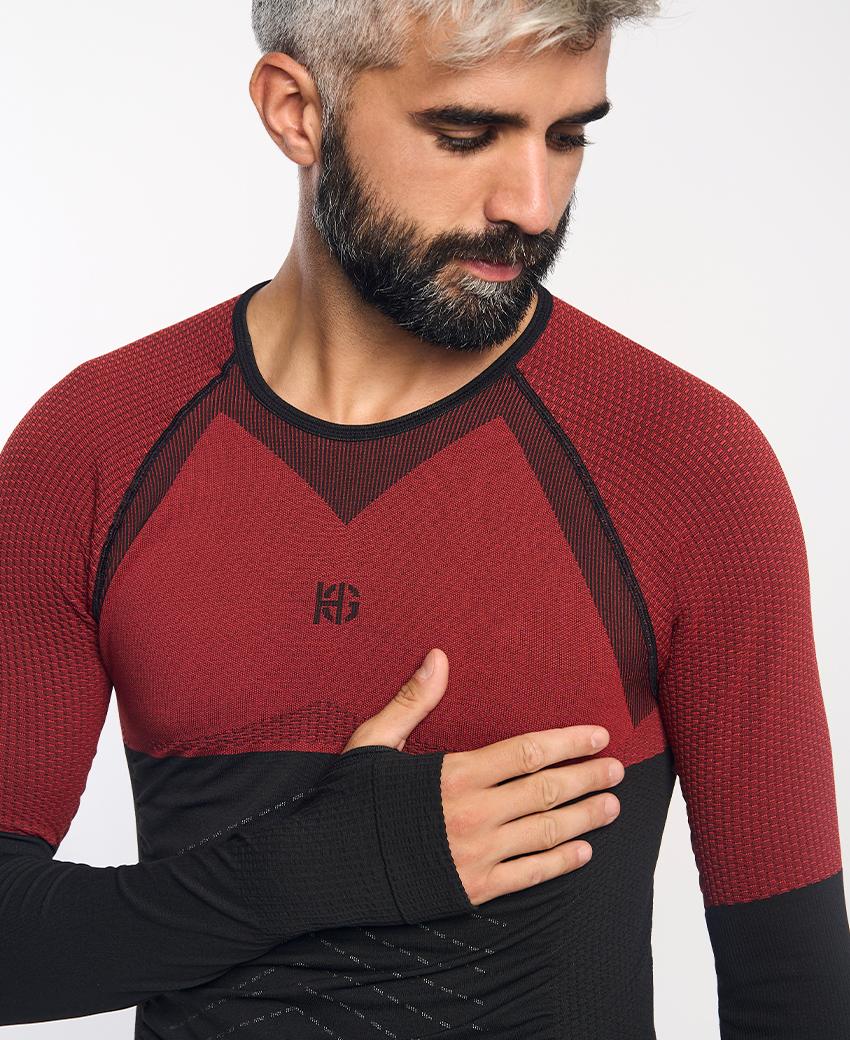 sport hg ANDOYA Camiseta de manga larga con fibra de carbono negro y rojo Oferta especial