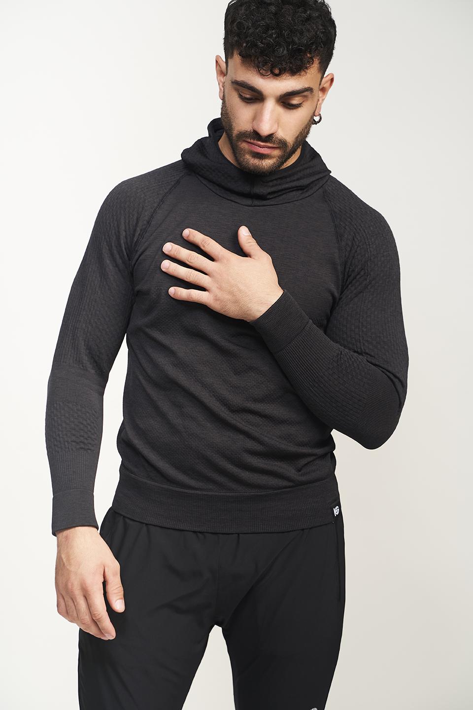 sport hg TITAN Sudadera técnica con capucha masculina negro asfalto Precios de Black Friday