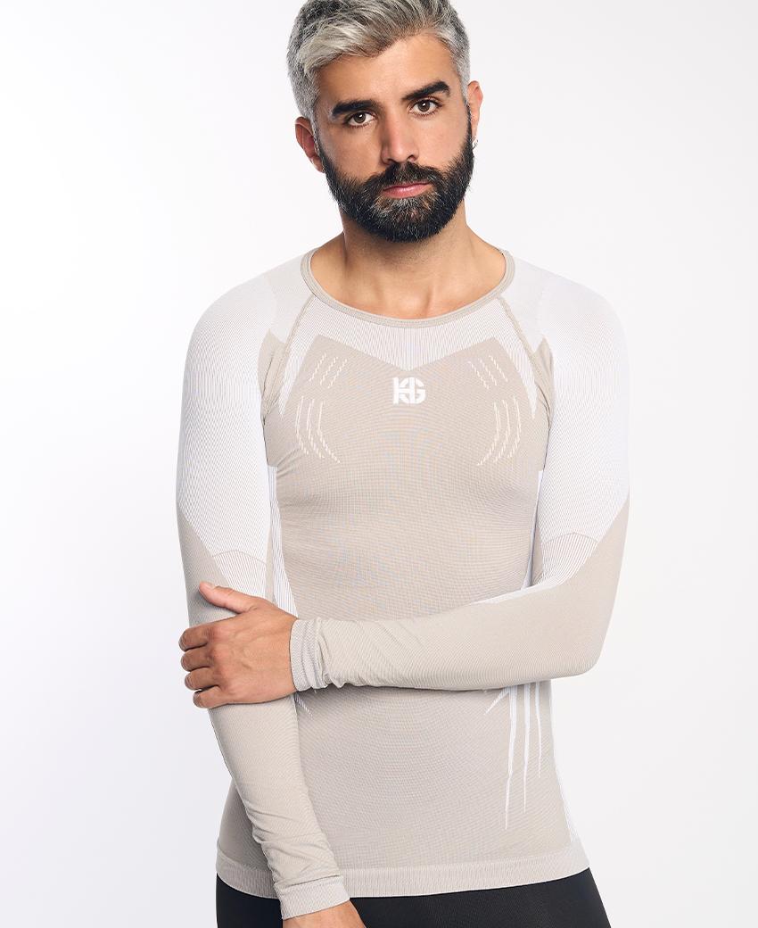 sport hg RAVEN Camiseta de manga larga con fibra de carbono blanco y camel Ofertas especiales