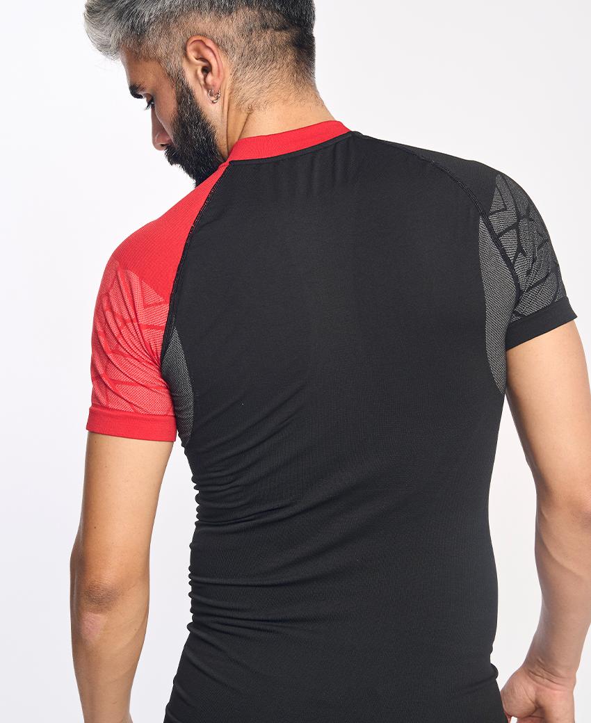 sport hg PRO TEAM Camiseta de manga corta con fibra de carbono negro y rojo Grandes ahorros