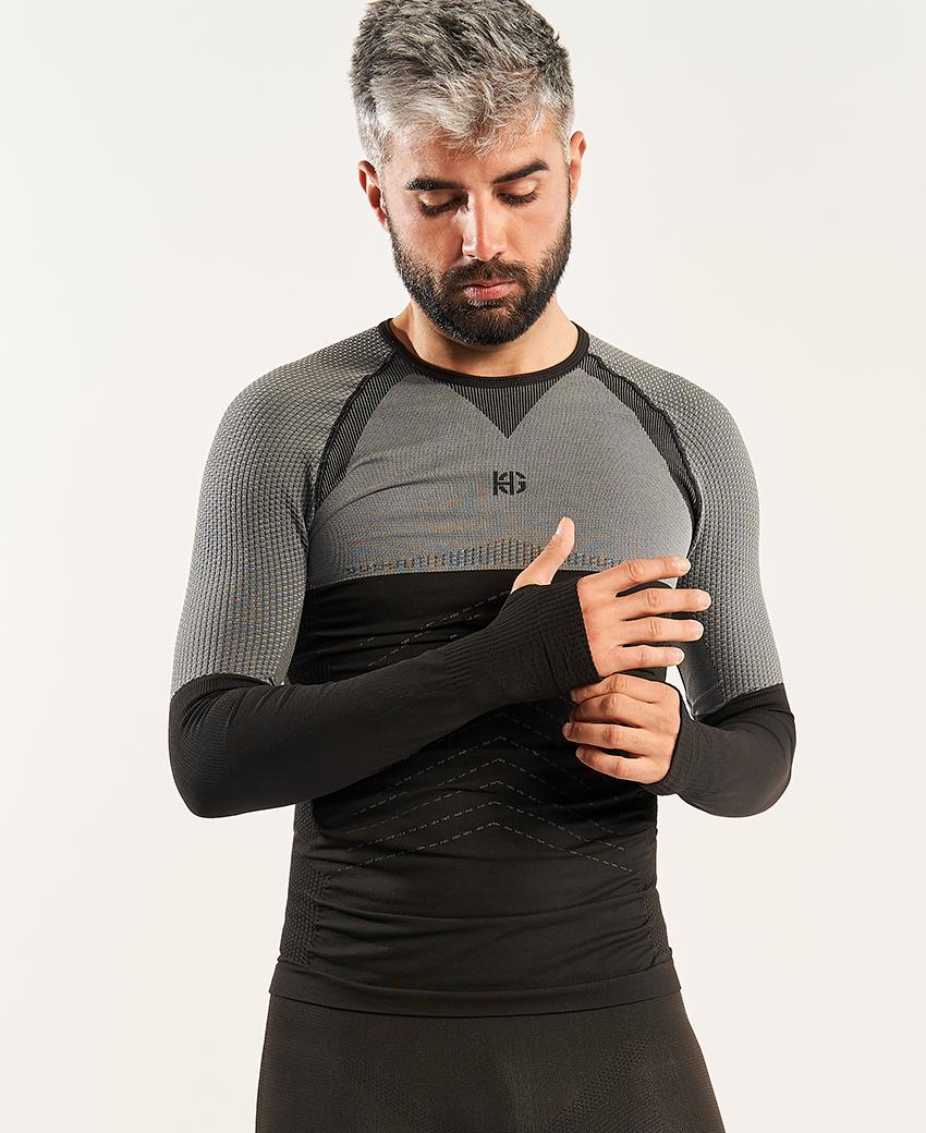 sport hg ANDOYA Camiseta de manga larga con fibra de carbono negro y gris Rebajas de fin de temporada