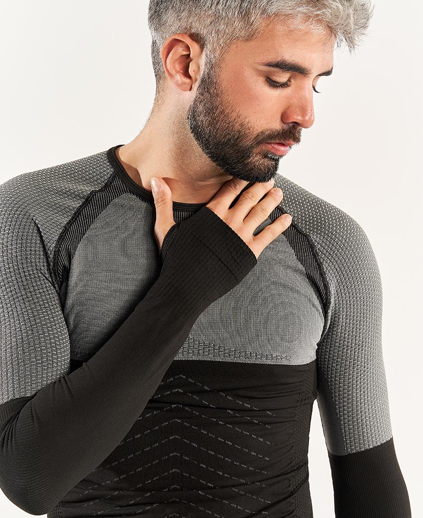 sport hg ANDOYA Camiseta de manga larga con fibra de carbono negro y gris Rebajas de fin de temporada