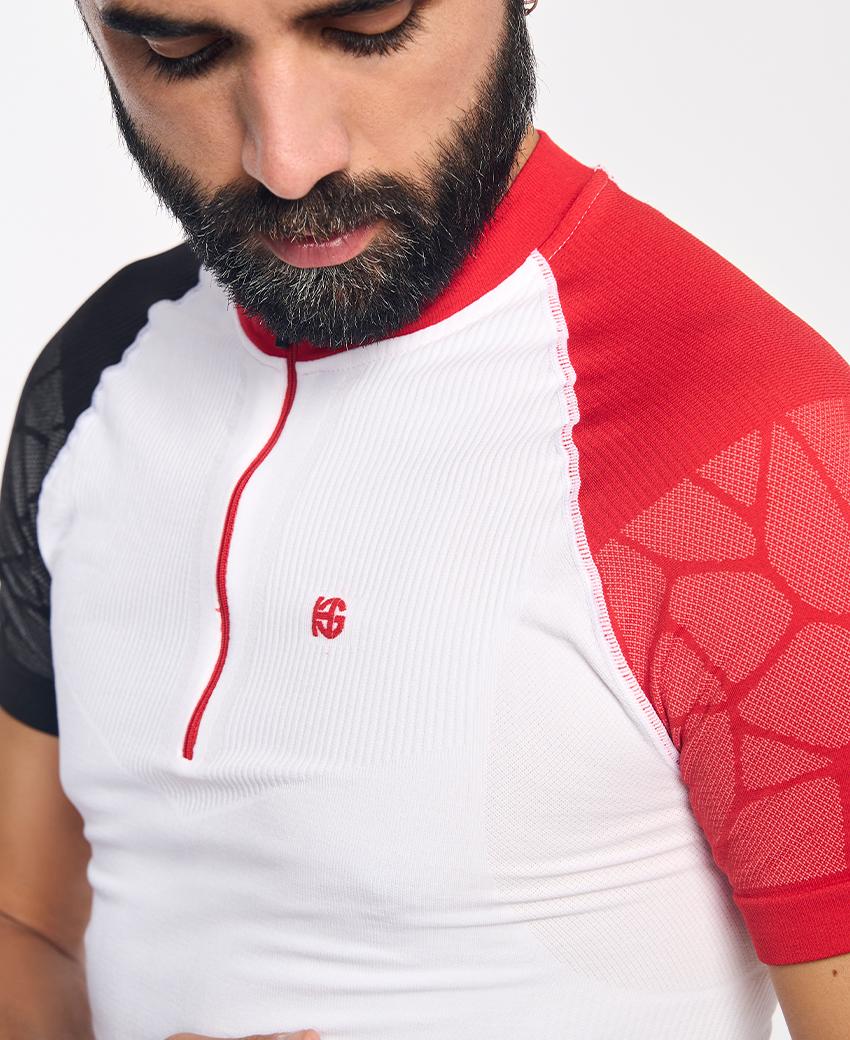 sport hg PRO TEAM Camiseta de manga corta con fibra de carbono blanco Outlet