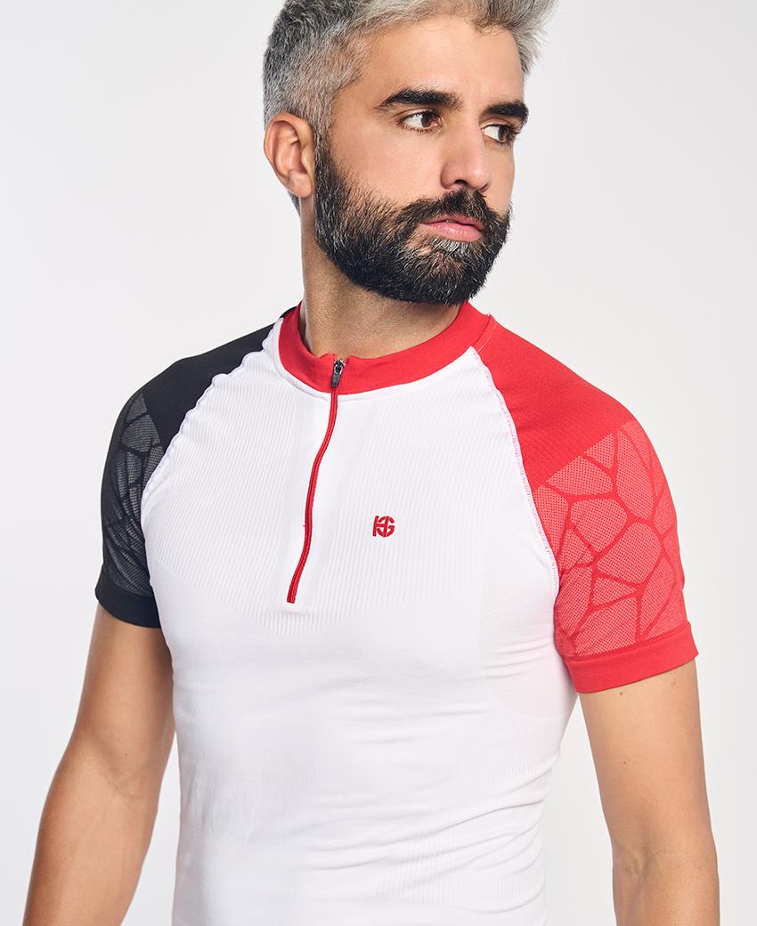 sport hg PRO TEAM Camiseta de manga corta con fibra de carbono blanco Outlet