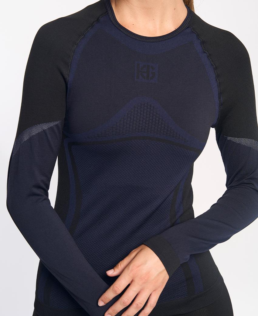 sport hg NORTH Camiseta de manga larga de doble capa negra y marino Tienda