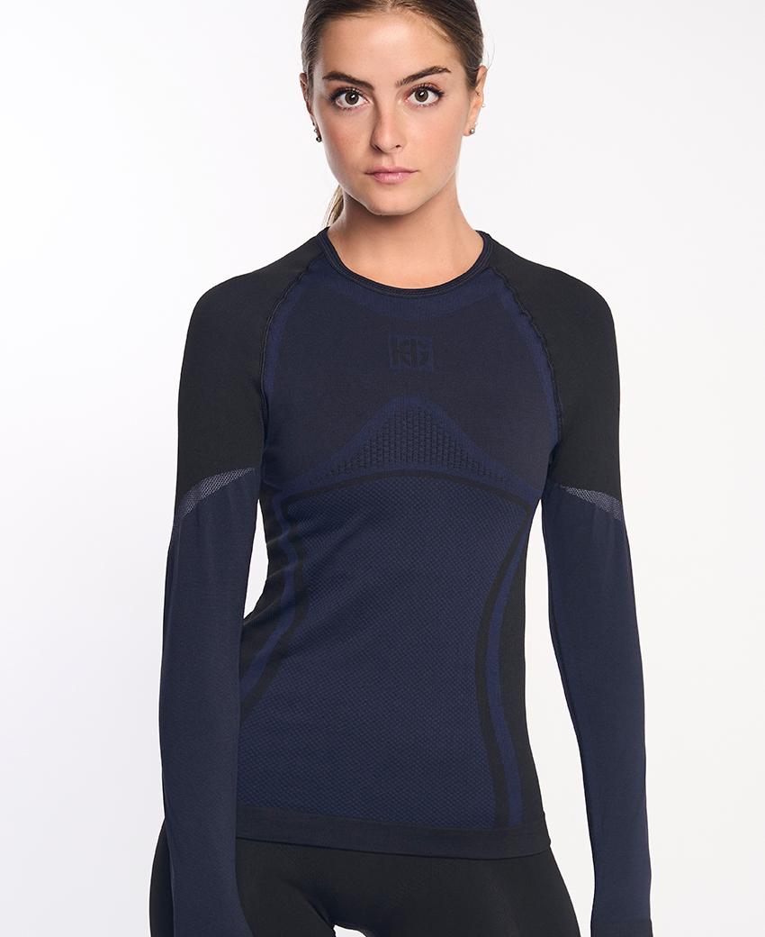 sport hg NORTH Camiseta de manga larga de doble capa negra y marino Tienda