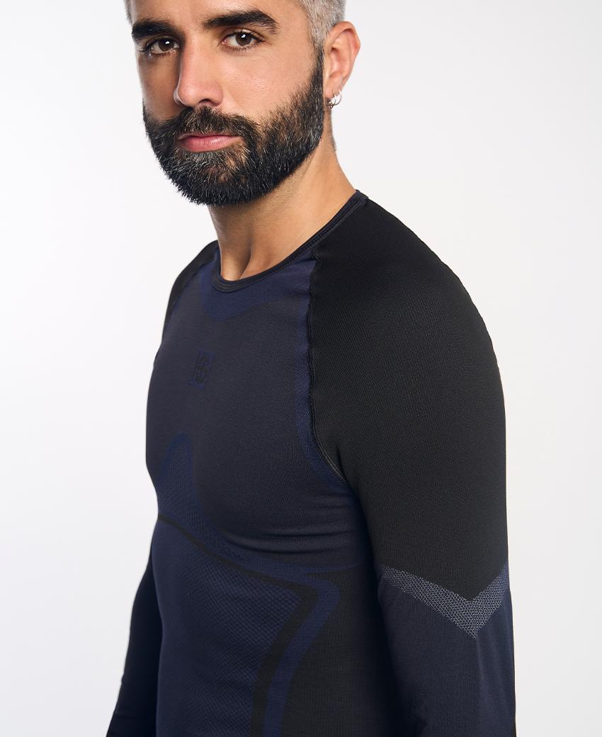 sport hg NORTH Camiseta de manga larga de doble capa negra y marino Rebajas online