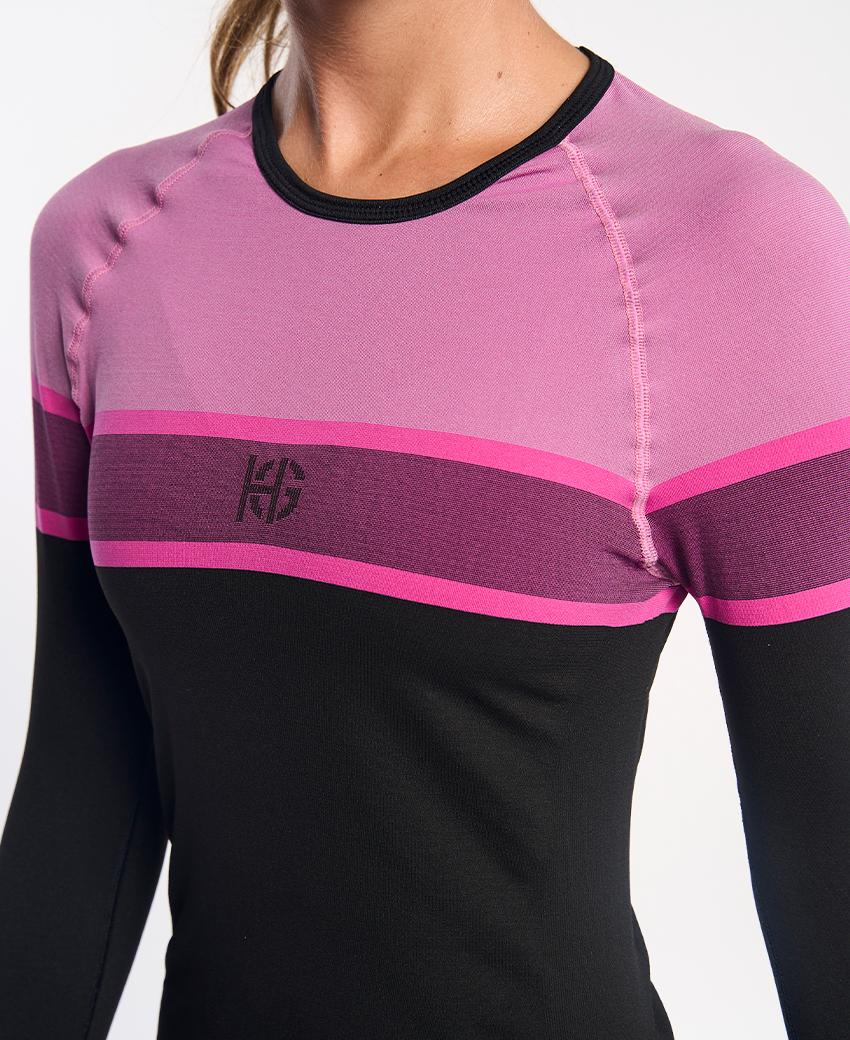 sport hg DACTYL Camiseta de manga larga negra y fucsia Venta caliente