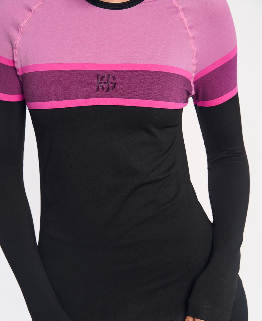 sport hg DACTYL Camiseta de manga larga negra y fucsia Venta caliente