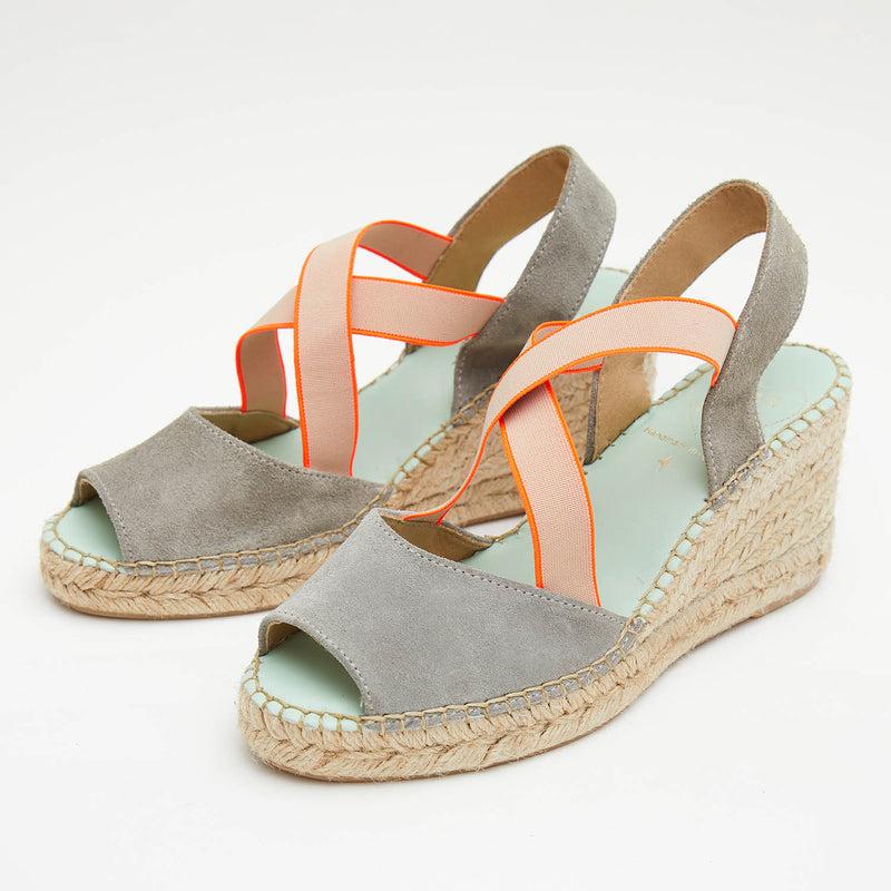 star love alpargata cuña mujer HATYSA121 NIQUEL/CORAL elásticos fluor Superdescuento