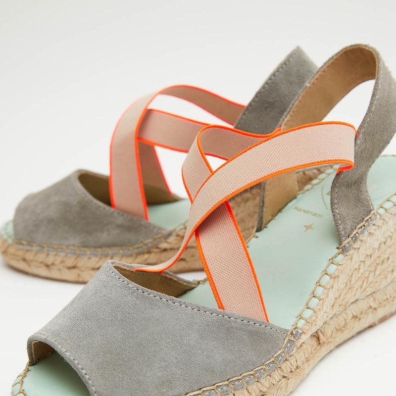 star love alpargata cuña mujer HATYSA121 NIQUEL/CORAL elásticos fluor Superdescuento