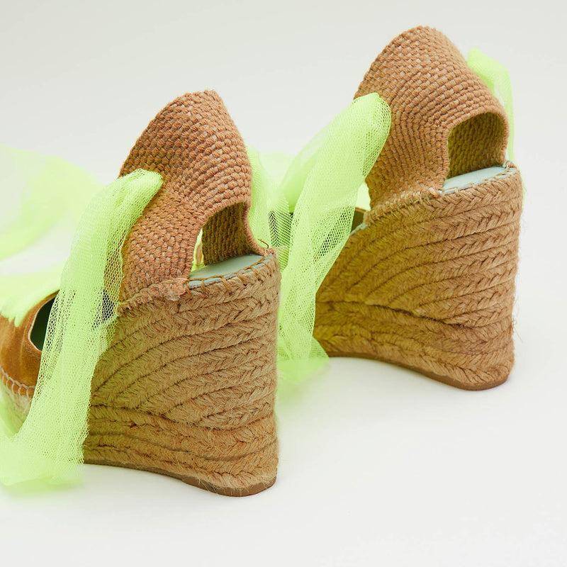 star love Cuñas canela y amarillo fluor con cinta de tul | Meridian Gran oferta