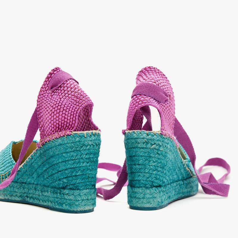 star love Alpargatas verdes con lazo morado | Beta Liquidación