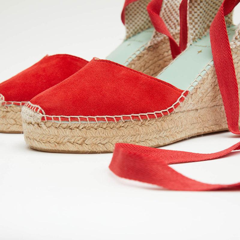 star love alpargata mujer cuña BETA ROJO cinta Rebajas de fábrica