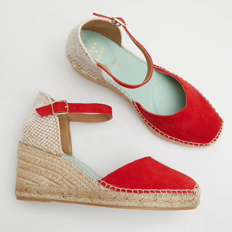 star love alpargata cuña mujer ATRIA ROJO Hebilla Ventas relámpago