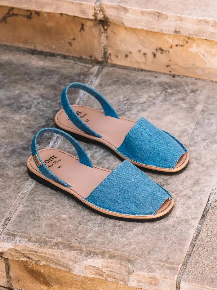 toni pons GRAU-TX - Abarca de hombre en denim con planta de piel | GRAU-TX Promoción por tiempo limitado