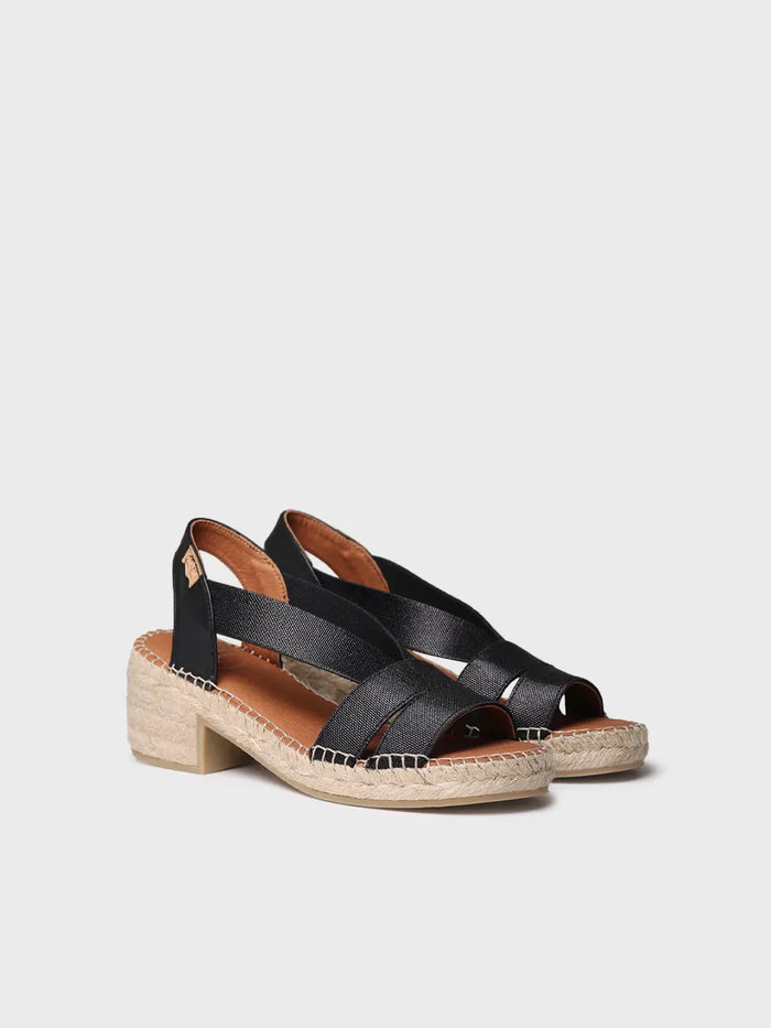 toni pons DAMA - Alpargata de mujer con tacón ancho y elásticos metalizados | DAMA En oferta