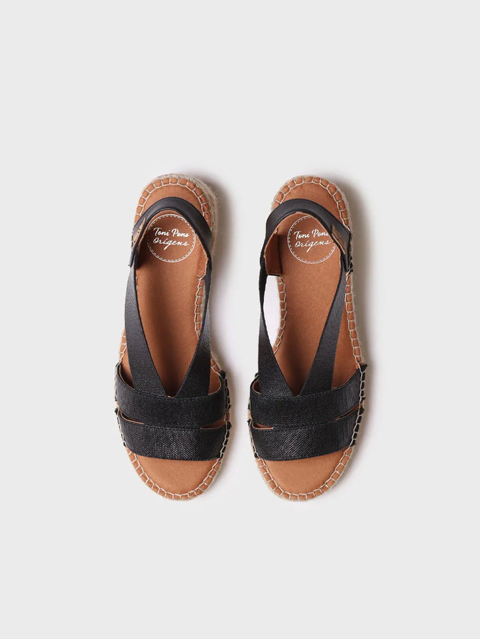 toni pons DAMA - Alpargata de mujer con tacón ancho y elásticos metalizados | DAMA En oferta