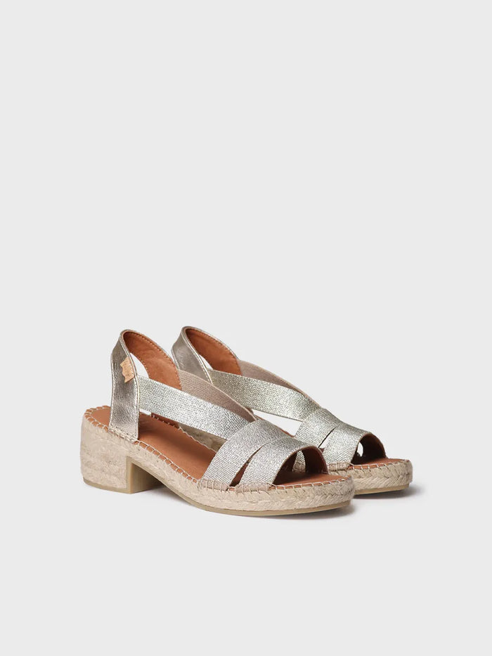 toni pons DAMA - Alpargata de mujer con tacón ancho y elásticos metalizados | DAMA Gran oferta