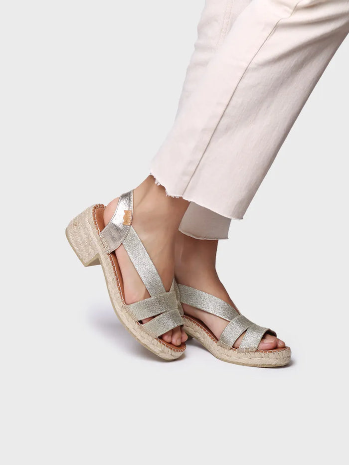 toni pons DAMA - Alpargata de mujer con tacón ancho y elásticos metalizados | DAMA Gran oferta