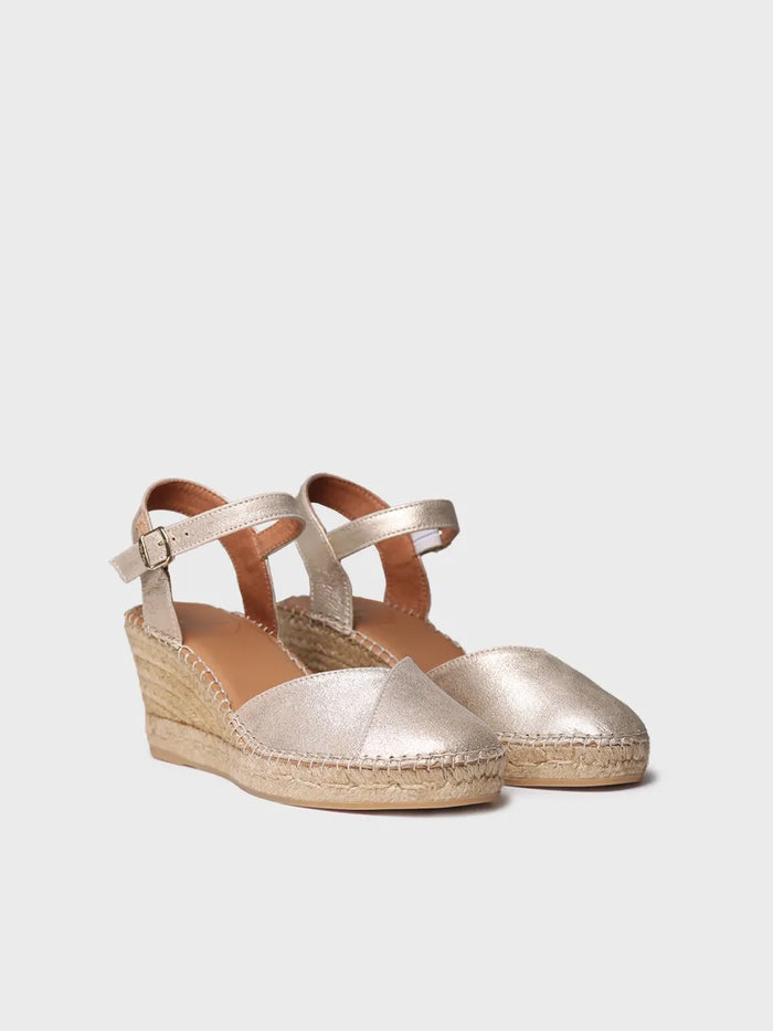 toni pons BIANCA-AS - Alpargata de mujer en piel con cuña en color champagne | BIANCA-AS Rebajas baratas