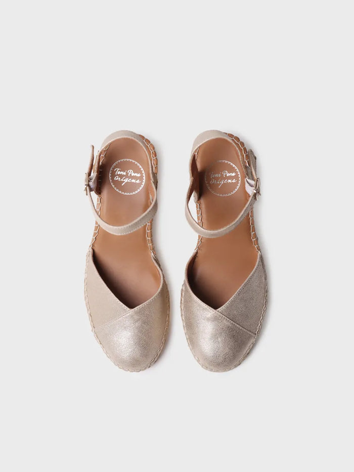 toni pons BIANCA-AS - Alpargata de mujer en piel con cuña en color champagne | BIANCA-AS Rebajas baratas