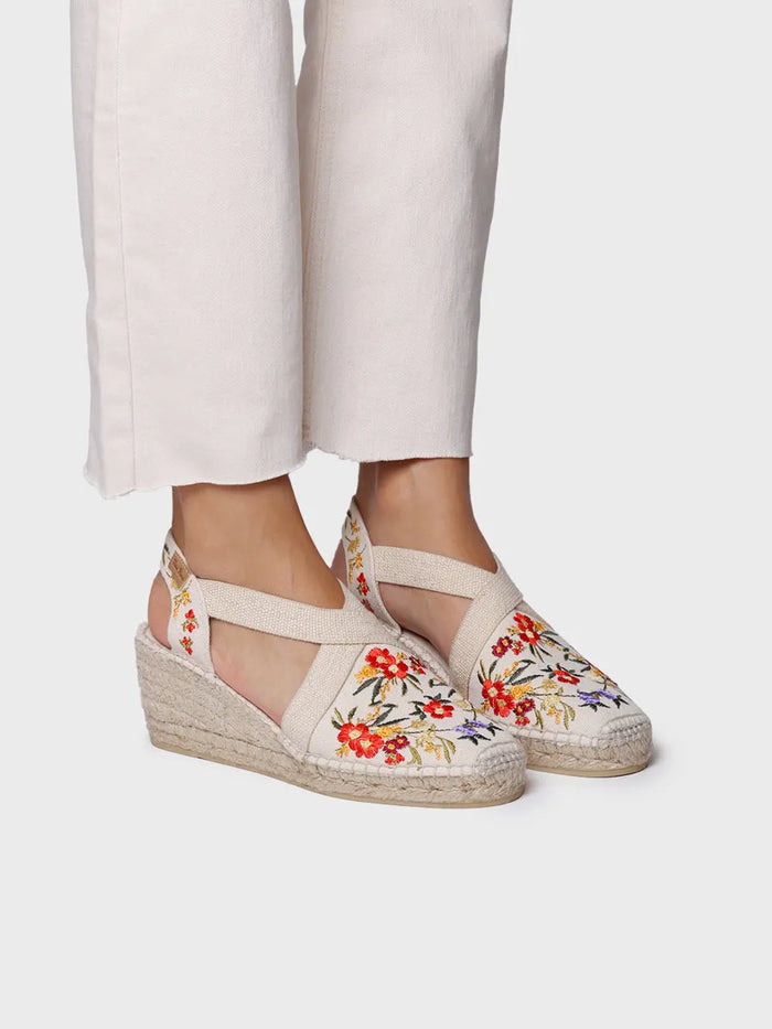 toni pons MONTJOI - Alpargata de cuña de mujer con bordados multicolor | MONTJOI Descuento