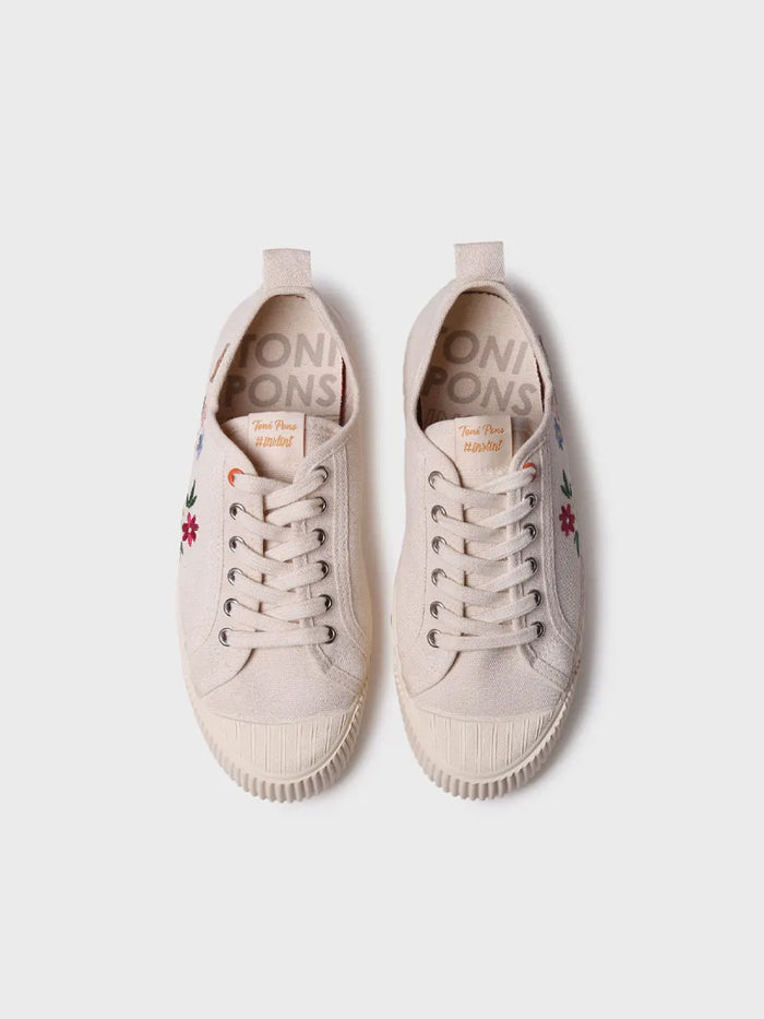 toni pons GILDA-EJ - Zapatilla deportiva baja de mujer en algodón reciclado y bordados | GILDA-EJ Tienda