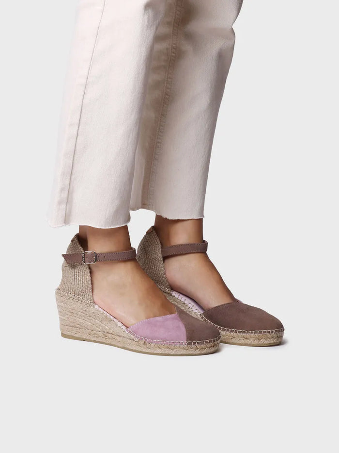 toni pons BERAL - Alpargata de mujer en ante bicolor con cuña | BERAL Oferta especial de fábrica