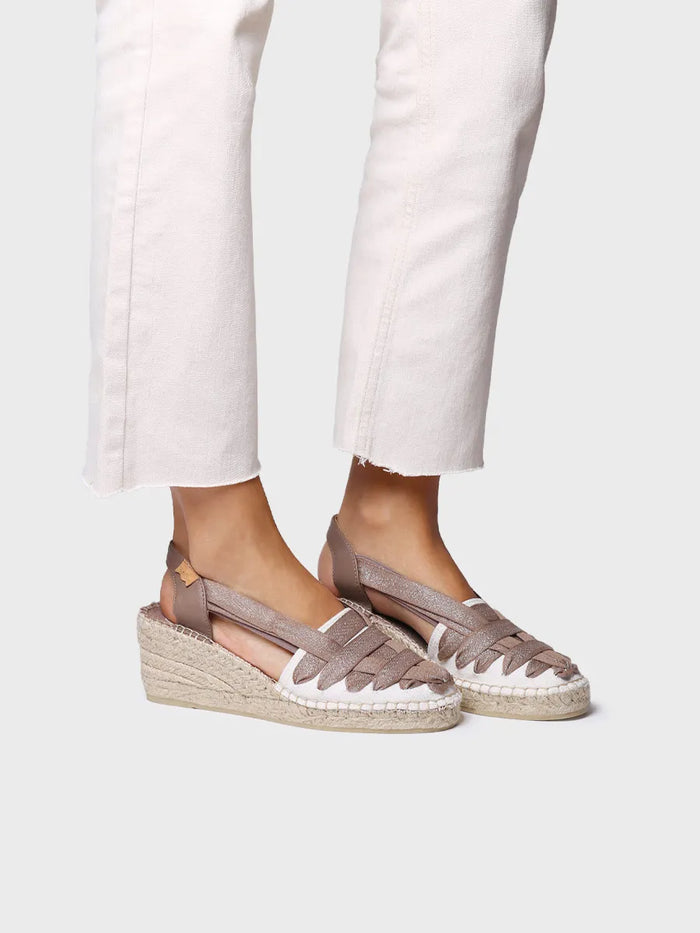 toni pons TRACY-CZ - Alpargata de mujer en algodón crudo con cuña y cintas | TRACY-CZ Ofertas