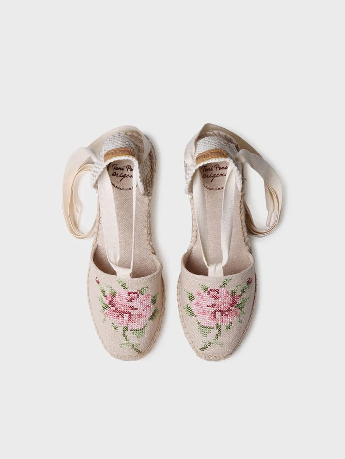 toni pons VENECIA - Alpargata vegana de mujer en algodón con bordado y cuña | VENECIA Descuento por venta flash