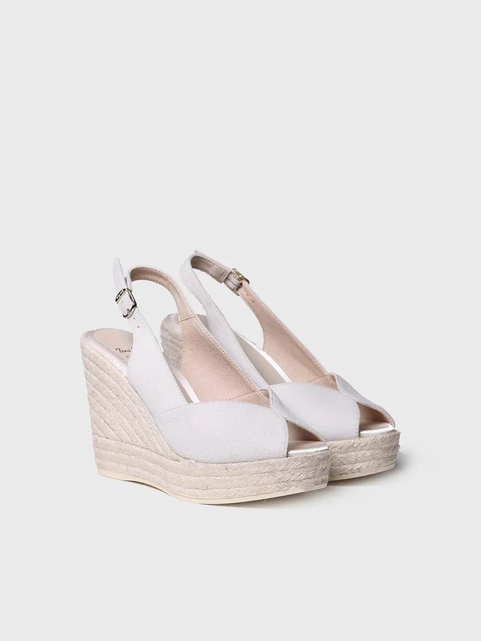 toni pons POPPY - Alpargata de cuña blanca de ante para novia | POPPY Ofertas especiales