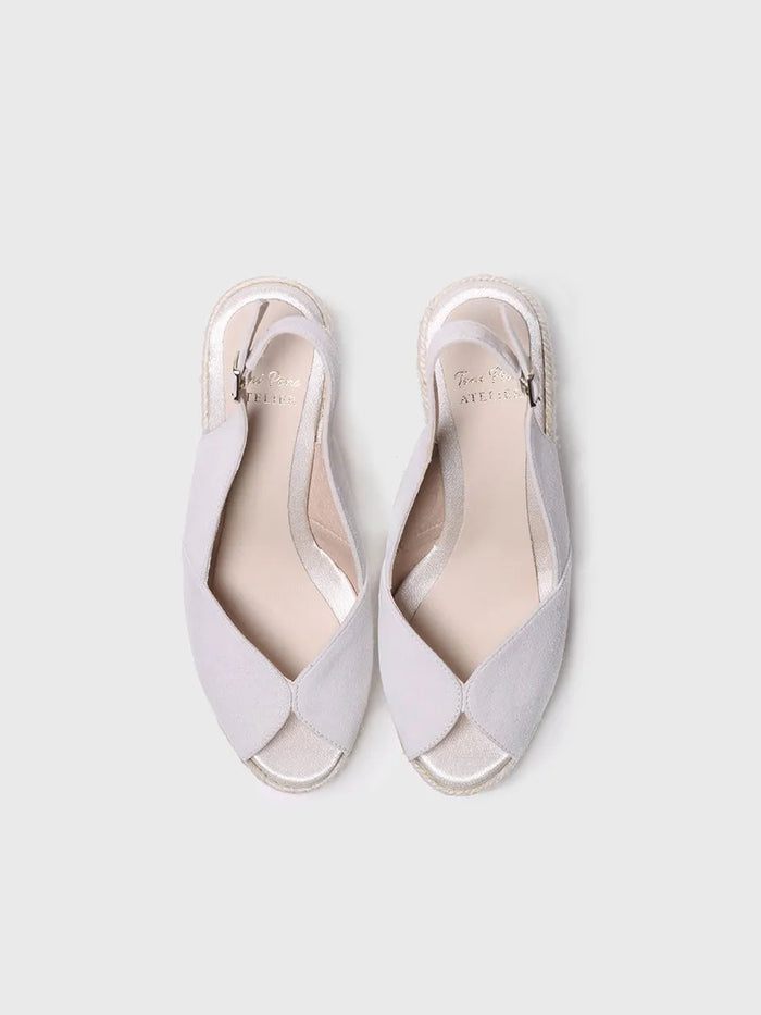 toni pons POPPY - Alpargata de cuña blanca de ante para novia | POPPY Ofertas especiales