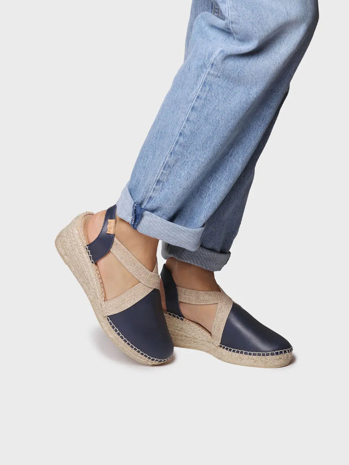toni pons TUNDRA - Alpargata de mujer en piel con cuña y elásticos diseñada para un calce más ancho | TUNDRA Envío gratis