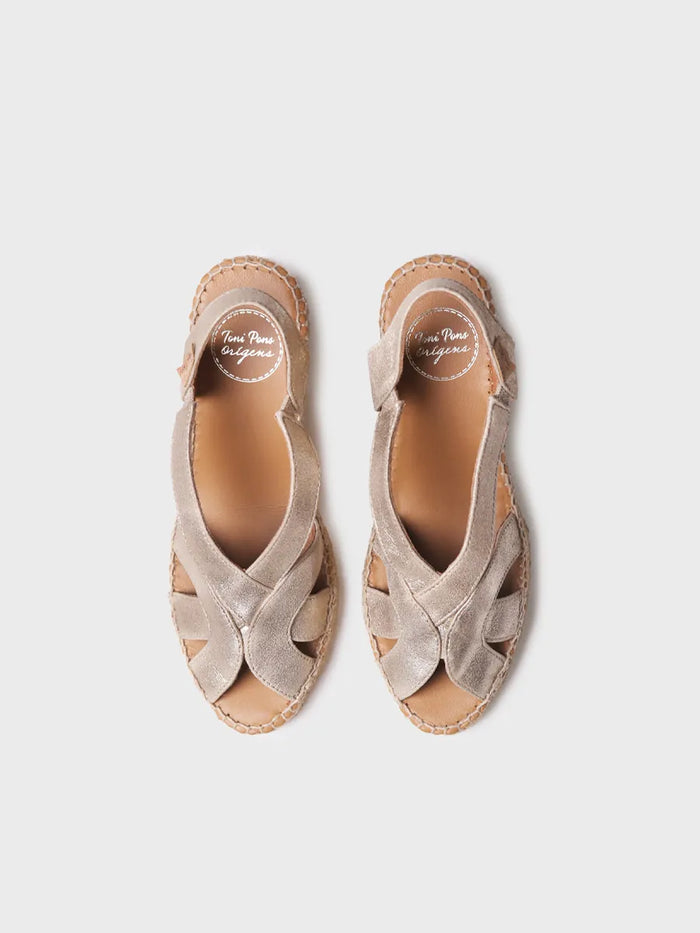 toni pons LUCIA-AS - Alpargata de mujer en piel metalizada con cuña y elásticos | LUCIA-AS Outlet online