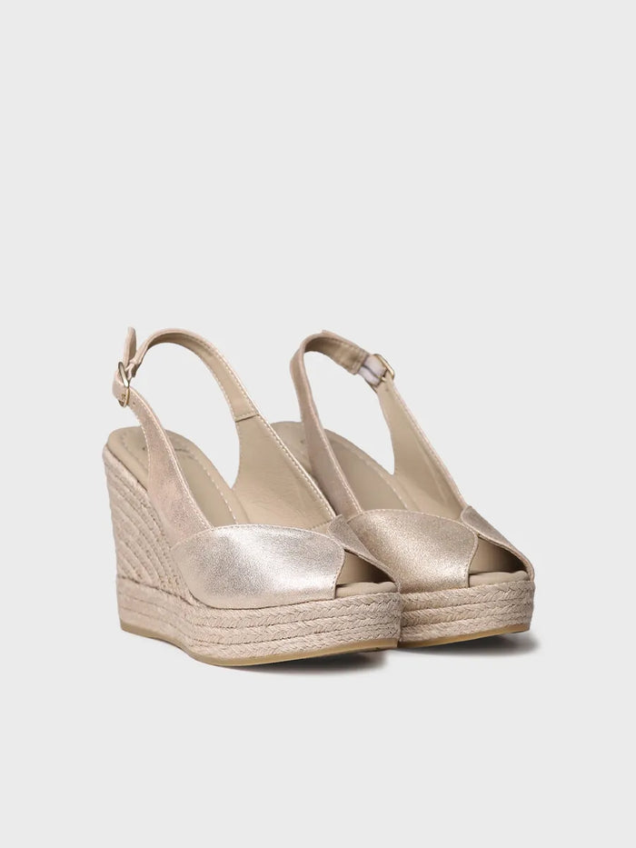 toni pons OPRAH - Alpargata peep toe alta de mujer en piel con cuña | OPRAH Último día