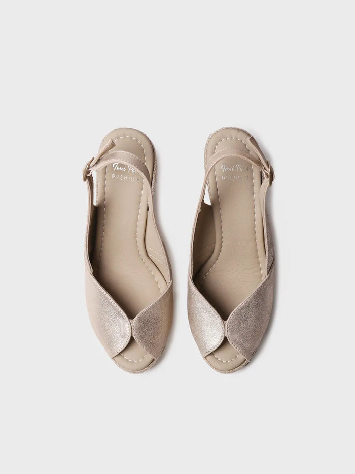 toni pons OPRAH - Alpargata peep toe alta de mujer en piel con cuña | OPRAH Último día