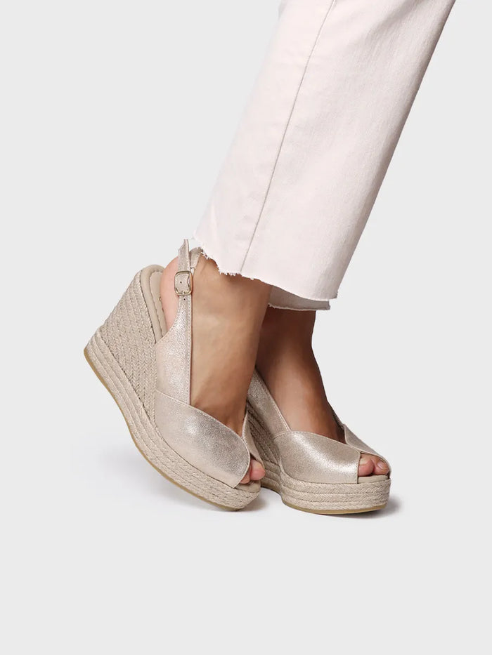 toni pons OPRAH - Alpargata peep toe alta de mujer en piel con cuña | OPRAH Último día