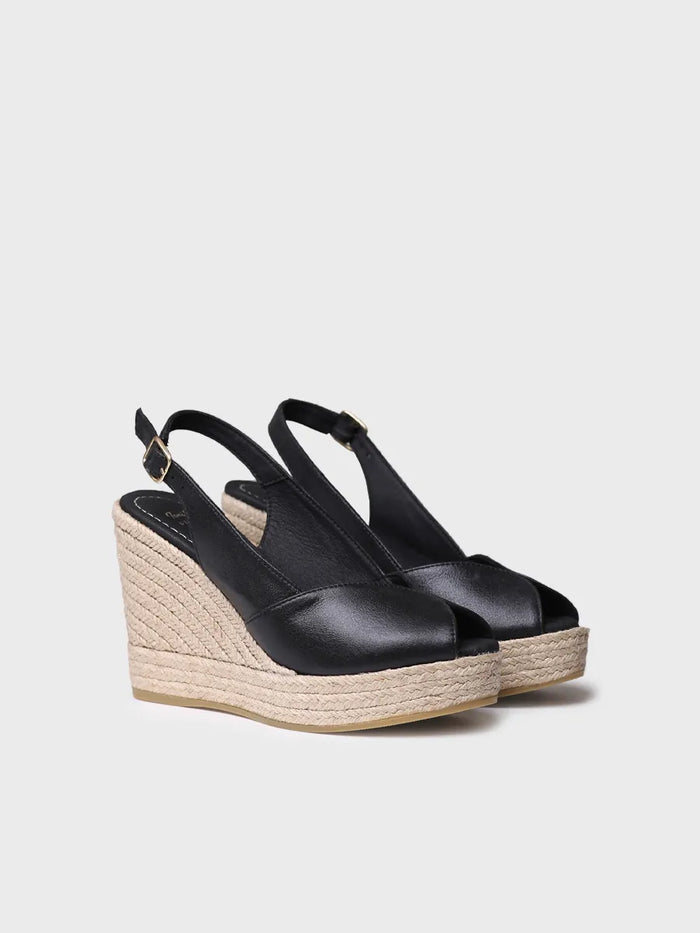toni pons OPRAH - Alpargata peep toe alta de mujer en piel con cuña | OPRAH Precio de fábrica
