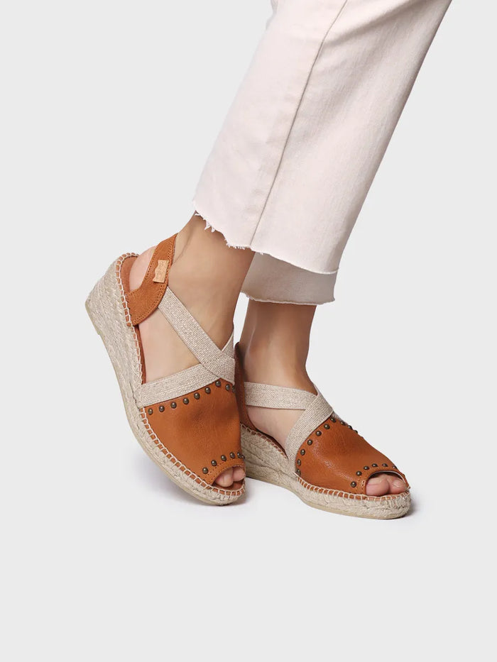 toni pons MADRID - Alpargata de mujer en piel con cuña tachuelas y elásticos | MADRID En oferta