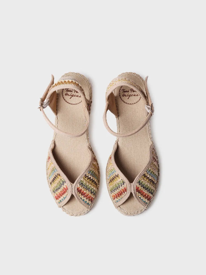 toni pons BELLA-MA - Alpargata de mujer con cuña media en rafia multicolor | BELLA-MA Libre de impuestos