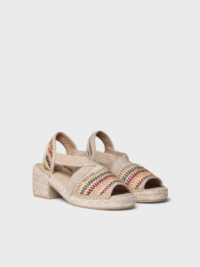 toni pons DELMI-MA - Alpargata de mujer en rafia multicolor con tacón ancho | DELMI-MA Ofertas