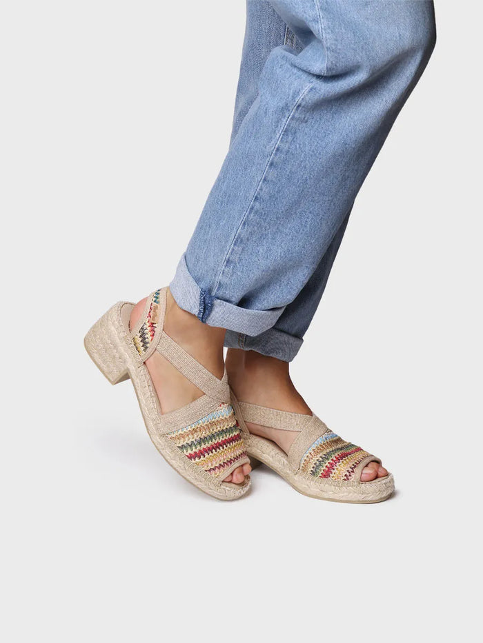toni pons DELMI-MA - Alpargata de mujer en rafia multicolor con tacón ancho | DELMI-MA Ofertas