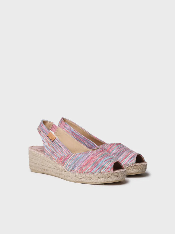 toni pons BERI-RG - Alpargata peep toe de mujer con cuña y tejido rayado | BERI-RG Superdescuento